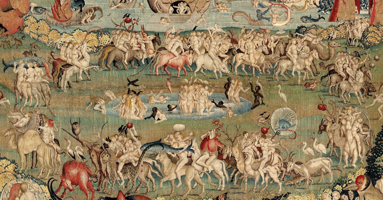 De tuin der lusten (tapijt) door Hieronymus (after) Bosch