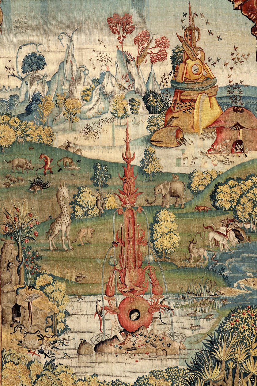 De tuin der lusten. ca. 1560 (tapijt) door Hieronymus (after) Bosch