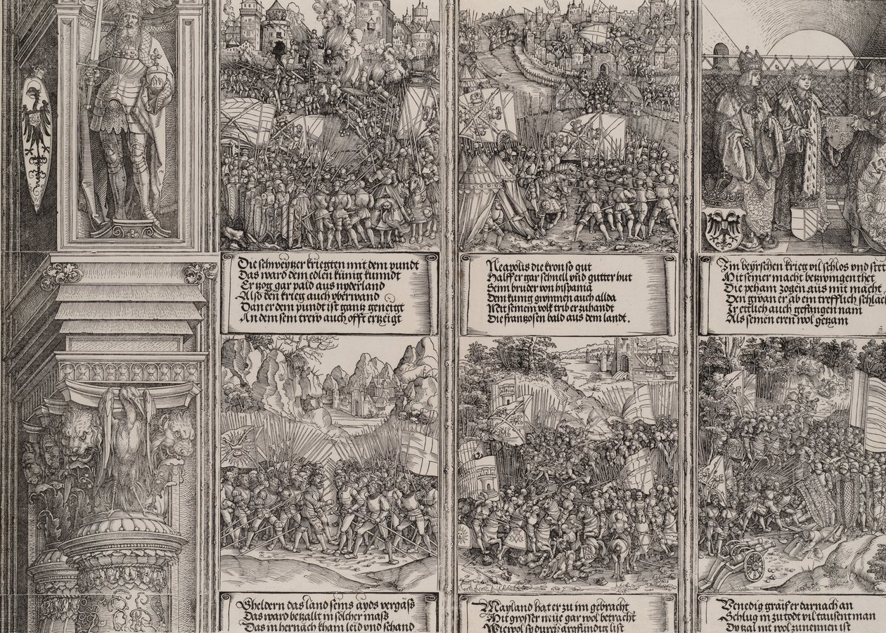 Het huwelijk van Filips de Schone met Joanna van Oostenrijk, Maximiliaan herovert de bezette T... door Hieronymus Andreae