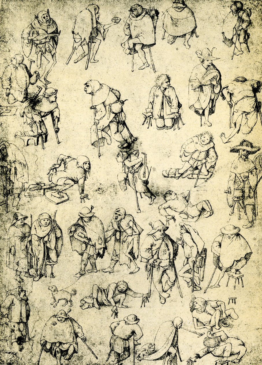 Kreupelen, bedelaars en bedel muzikanten door Hieronymus Bosch