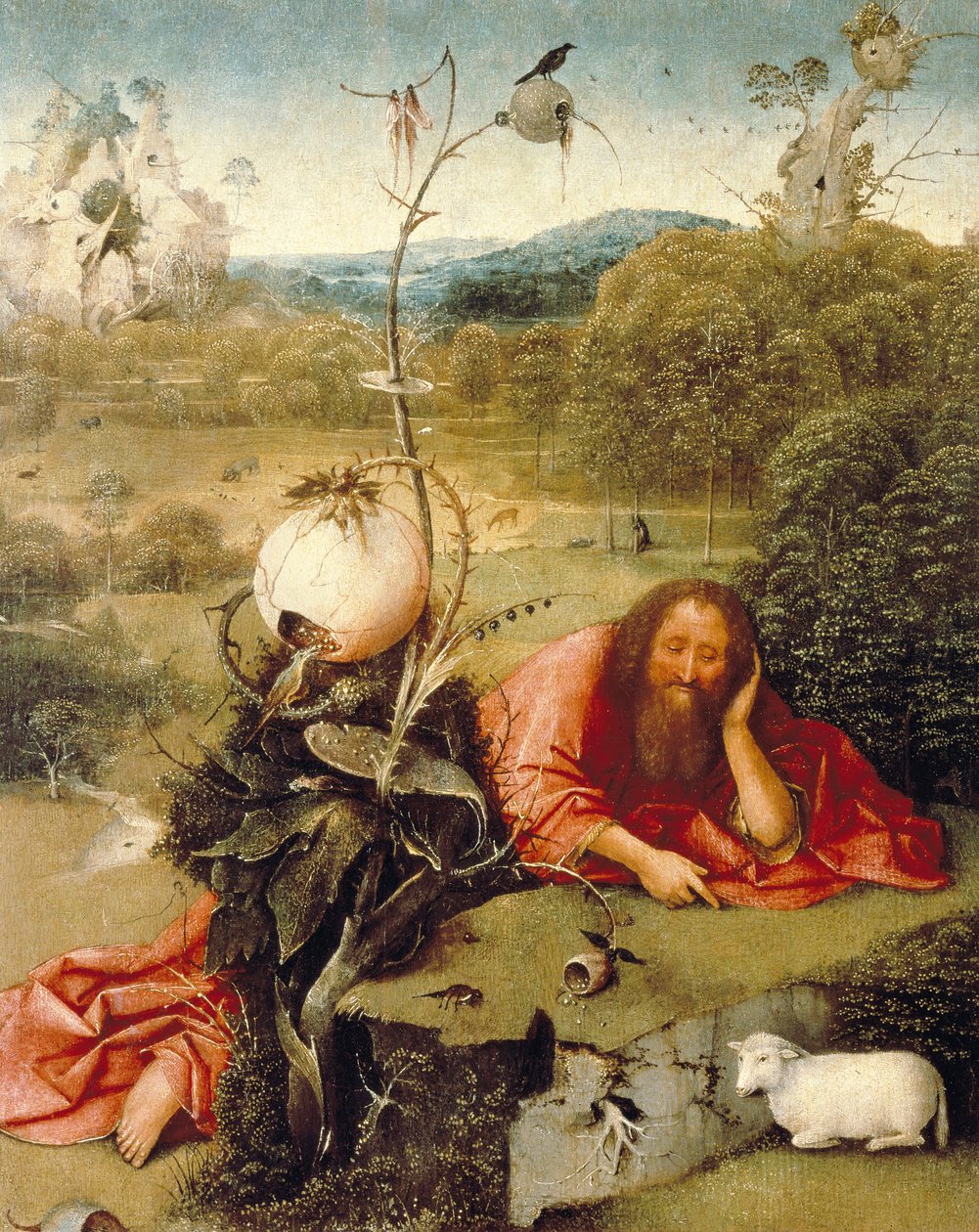 Sint Jan de Doper sluimerend in de natuur. door Hieronymus Bosch