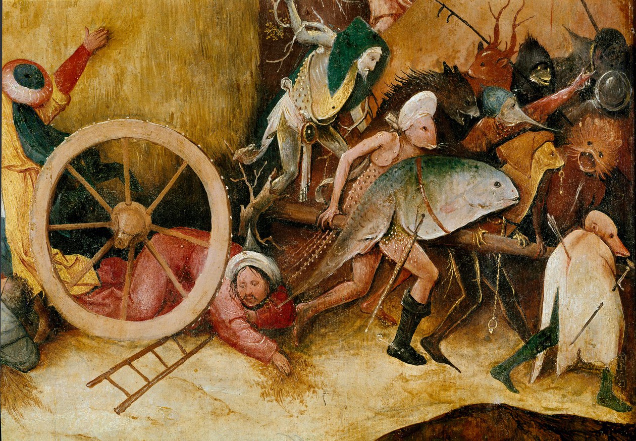 De hooikar of hooitriptiek (hooikar): Middenpaneel detail door Hieronymus Bosch