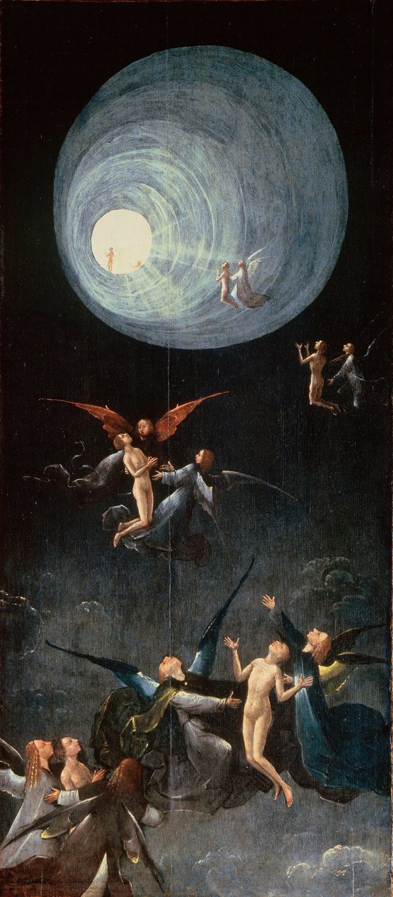 De hemelvaart. Uit: Vier visioenen van het hiernamaals door Hieronymus Bosch