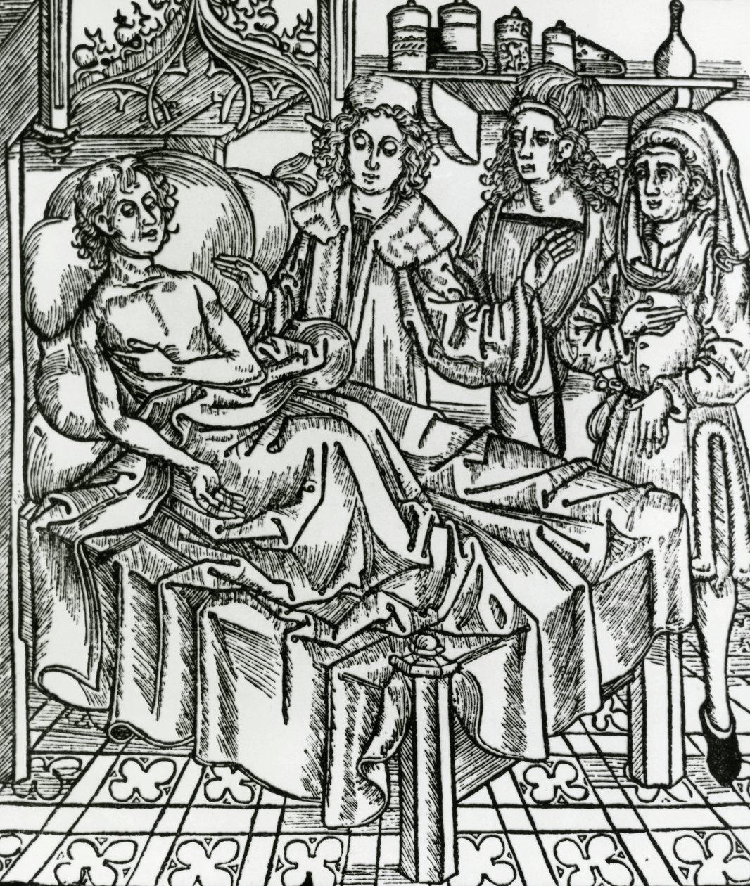 Dokters onderzoeken een melaatse door Hieronymus Brunschwig