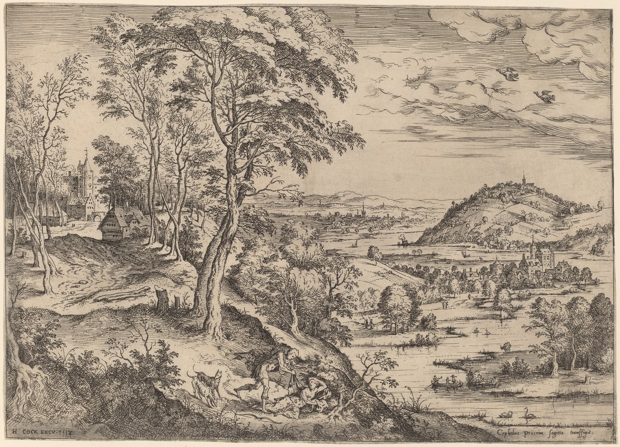Cephalus en Procris door Hieronymus Cock
