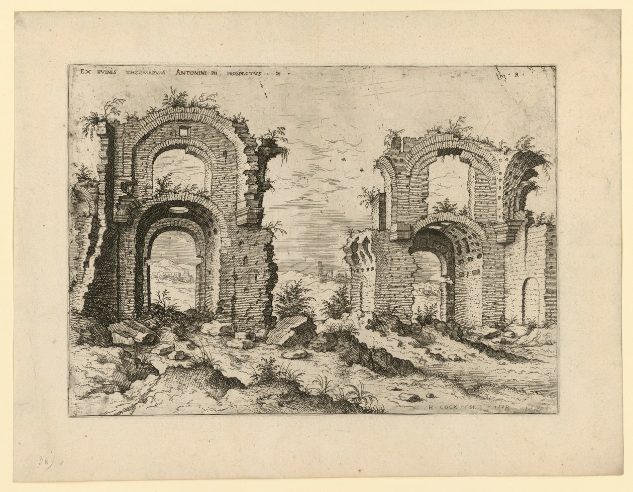 De baden van Antonius Pius door Hieronymus Cock
