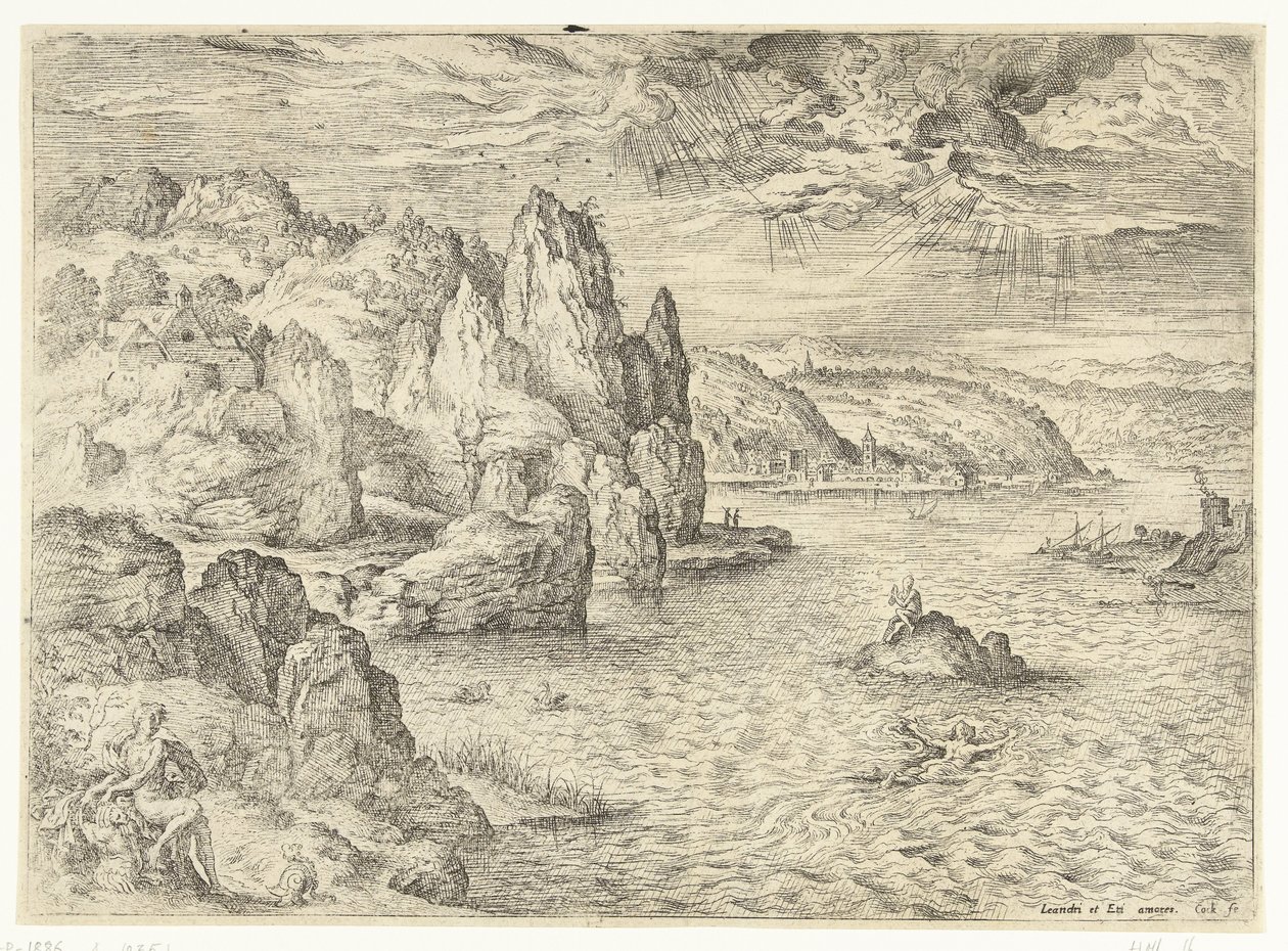 Hero en Leander door Hieronymus Cock