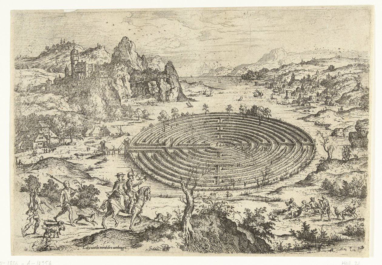 Het Kretische labyrint door Hieronymus Cock