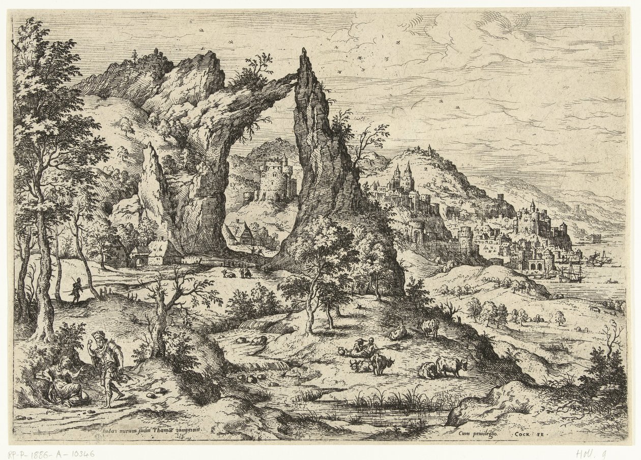 Juda en Tamar door Hieronymus Cock