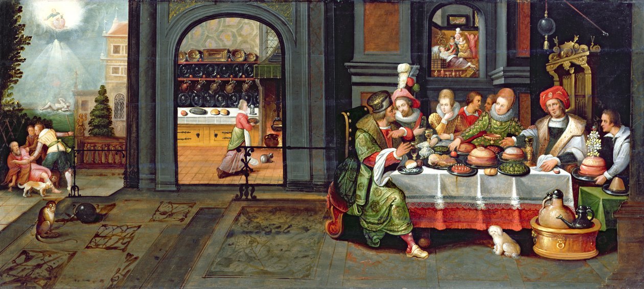 Lazarus in het huis van de rijke man, 1610 door Hieronymus II Francken