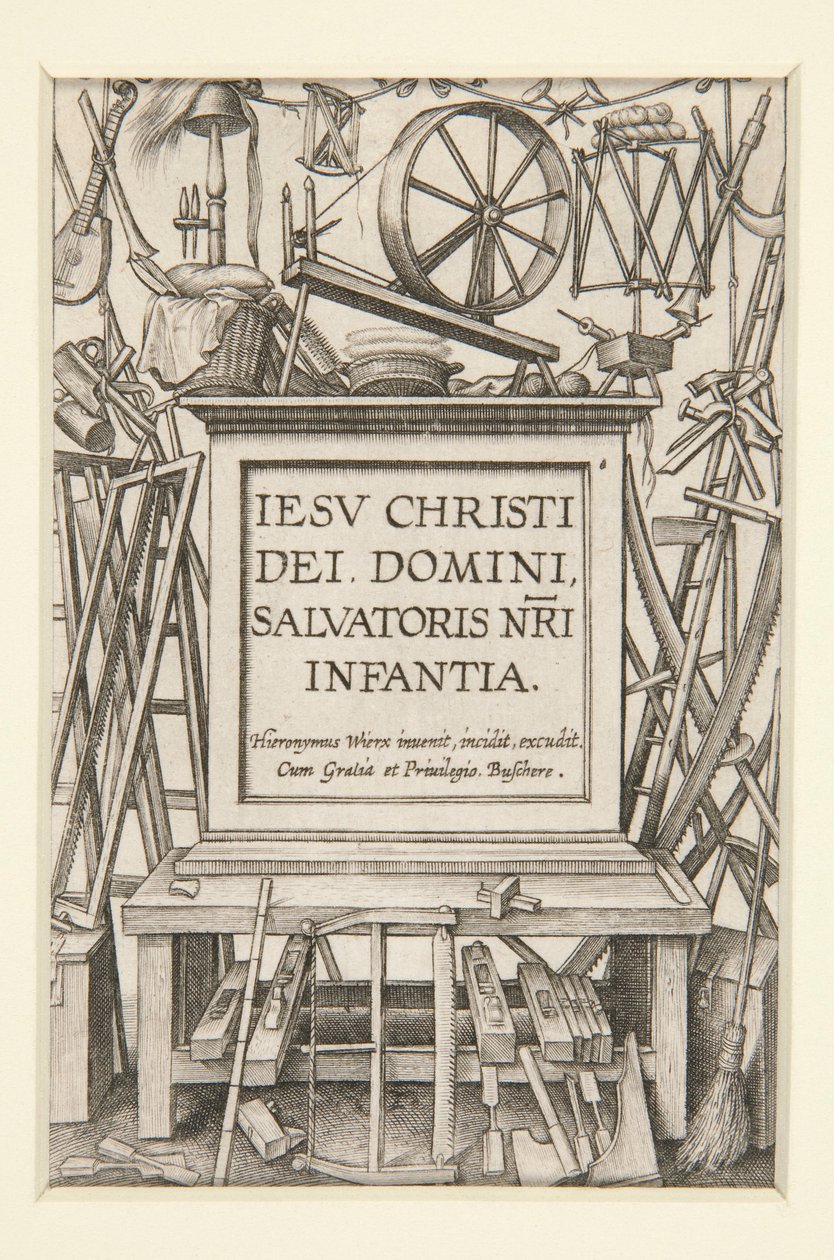 Titelpagina uit Het Leven van de Zuigeling door Hieronymus Wierix