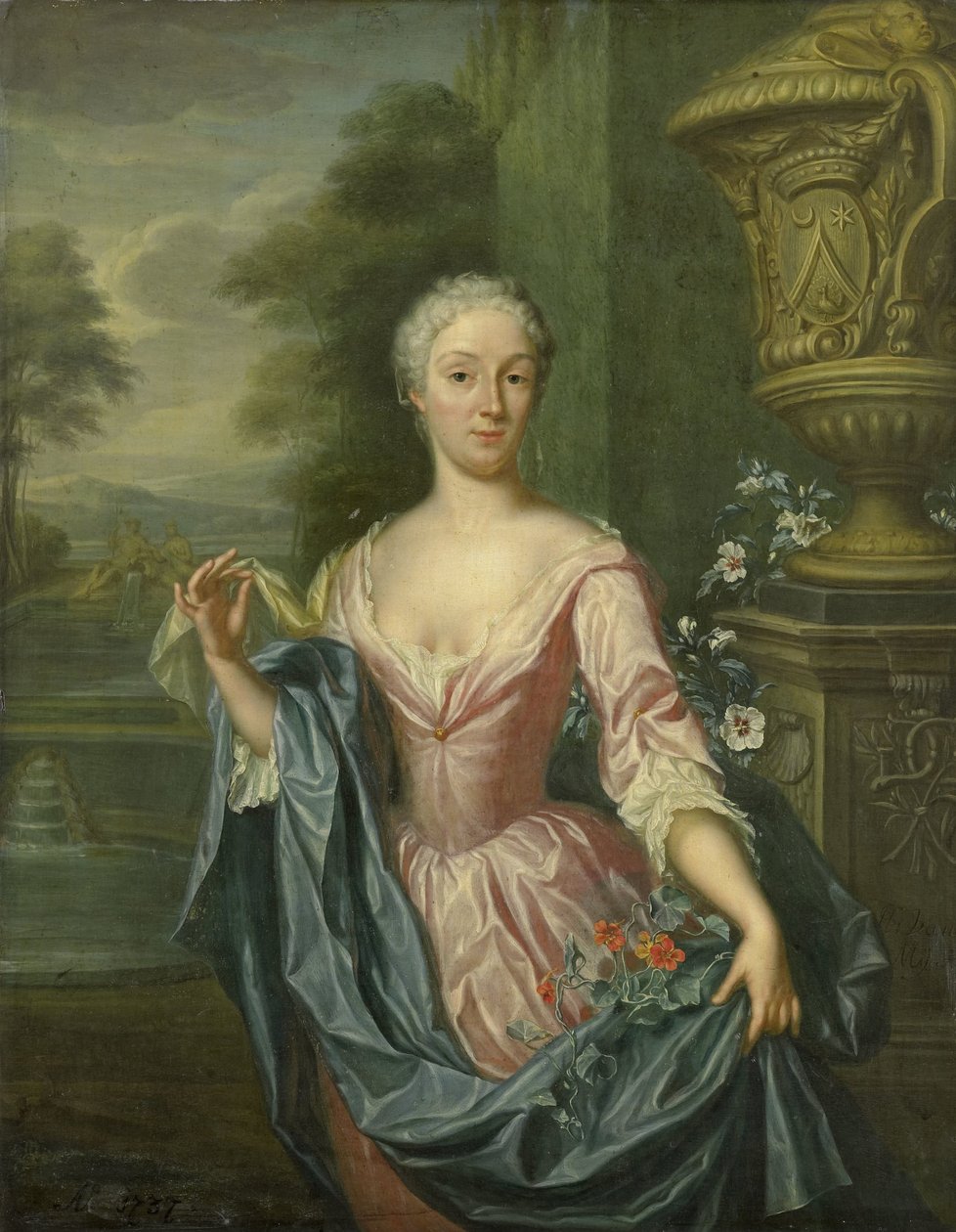 Portret van Claudine van Royen (geboren 1712), vrouw van Pieter Teding van Berkhout door Hieronymus van der Mij
