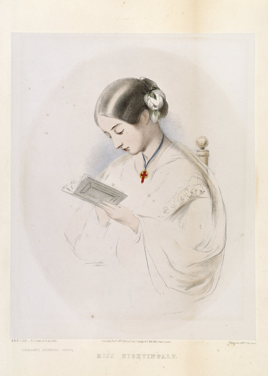 Florence Nightingale, gegraveerd door R.J. Lane, uitgegeven in 1854 door Hilary Bonham-Carter