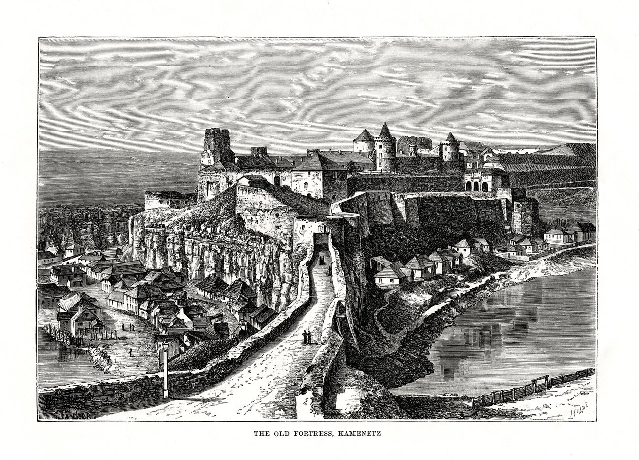 Het Oude Fort, Kamenetz, Oekraïne, 1879 door Hildibrand