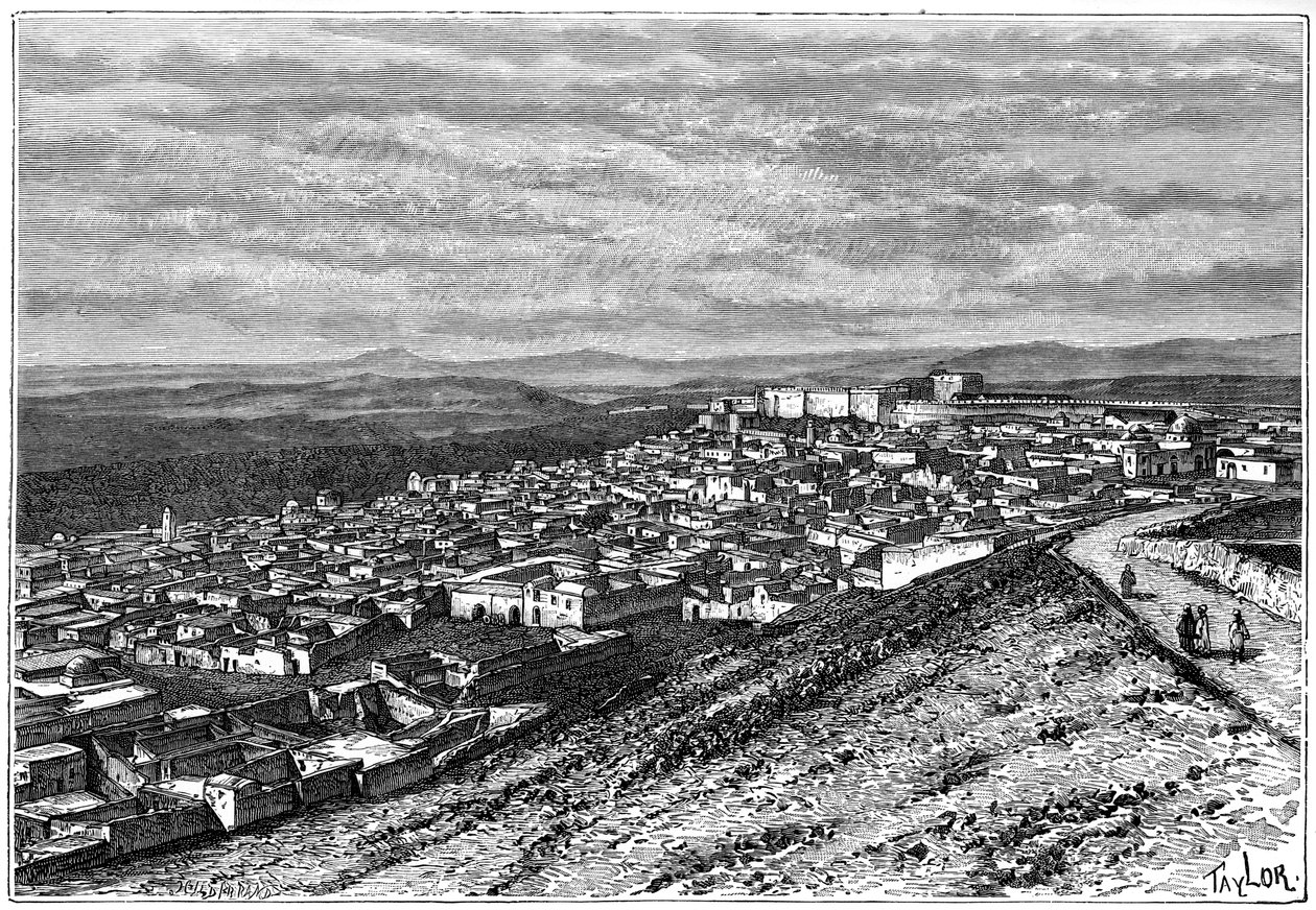 Uitzicht op El Kef, Tunesië, ca. 1890 door Hildibrand