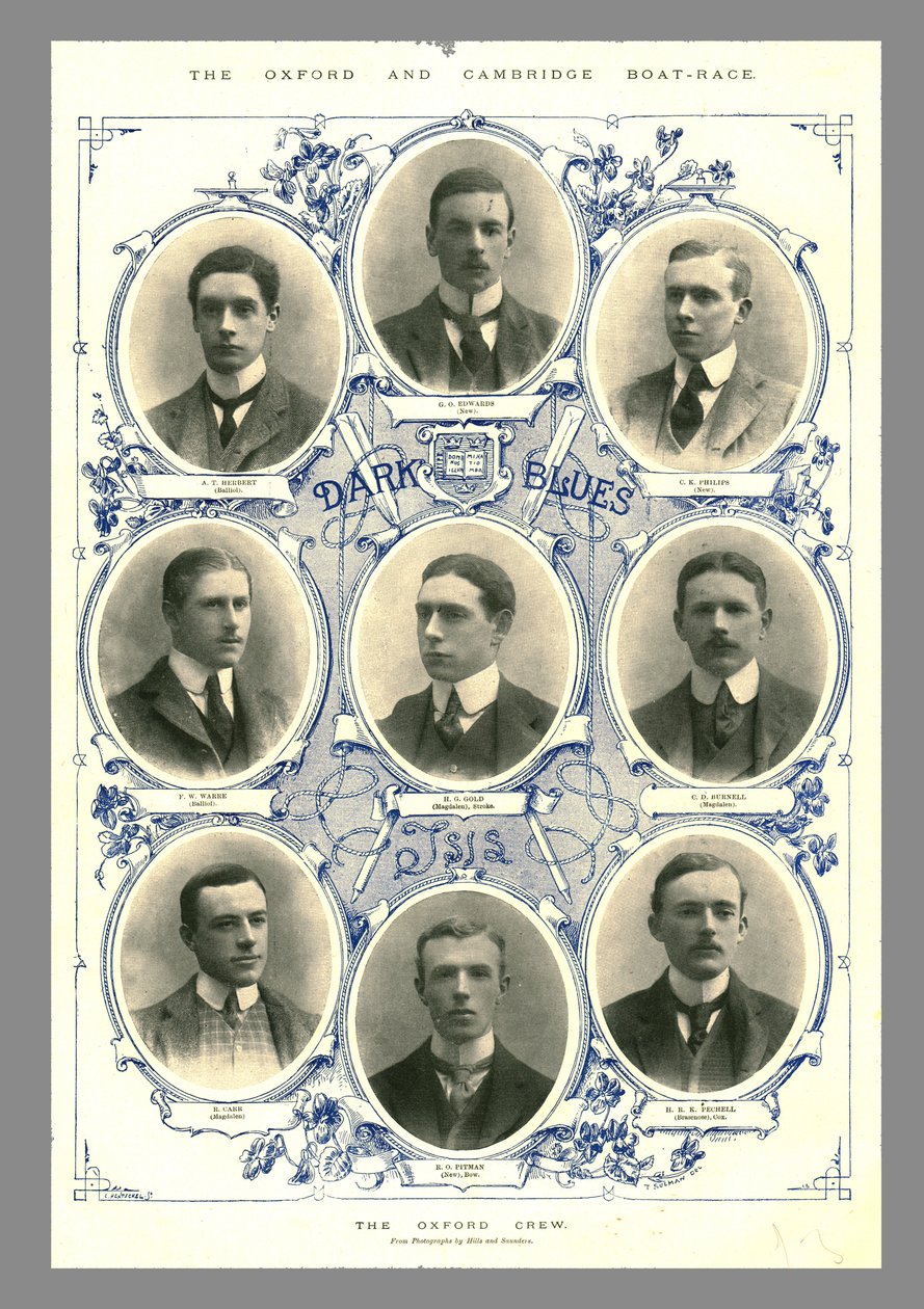 De Oxford-ploeg, Oxford en Cambridge Boat Race, 1898 door Hills and Saunders