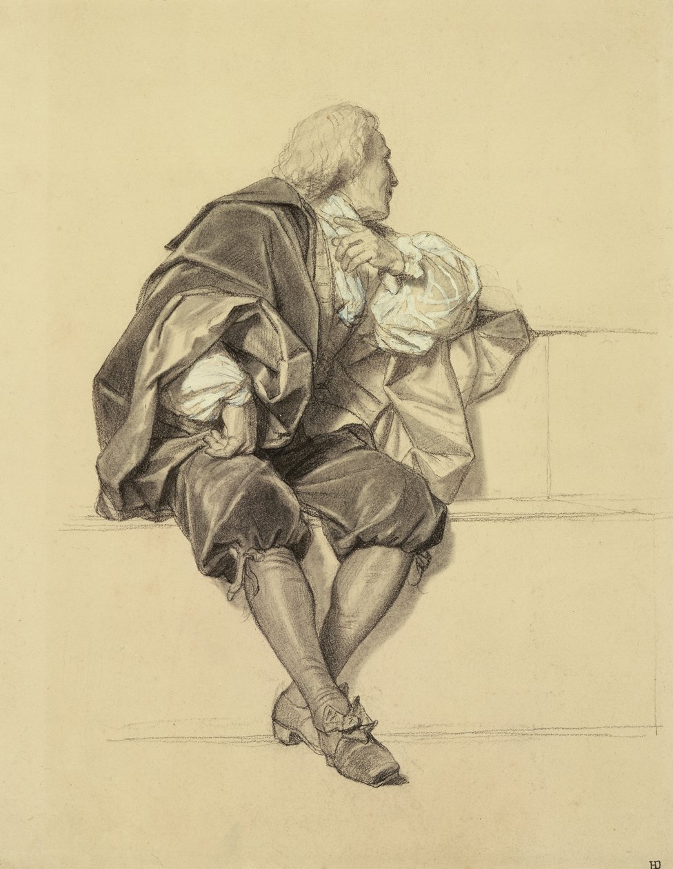 Studie voor het portret van Pierre Puget (1620-94) in de Hemicycle aan de Ecole des Beaux Arts door Hippolyte Delaroche