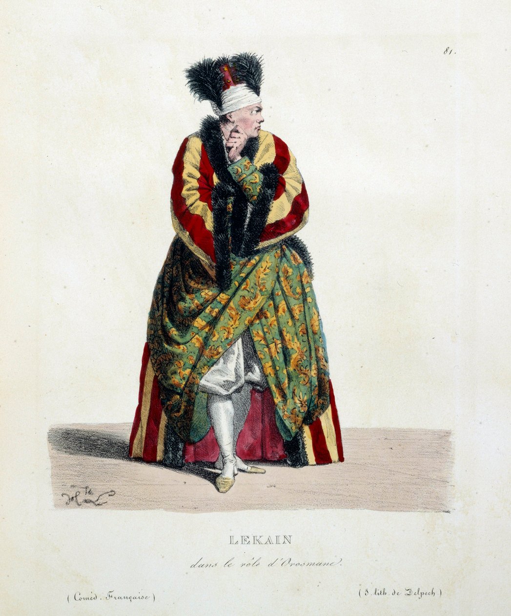 Franse acteur Henri Louis Cain genaamd Lekain of Le Kain (1729-1778) in de rol van Orosmane in Voltaire