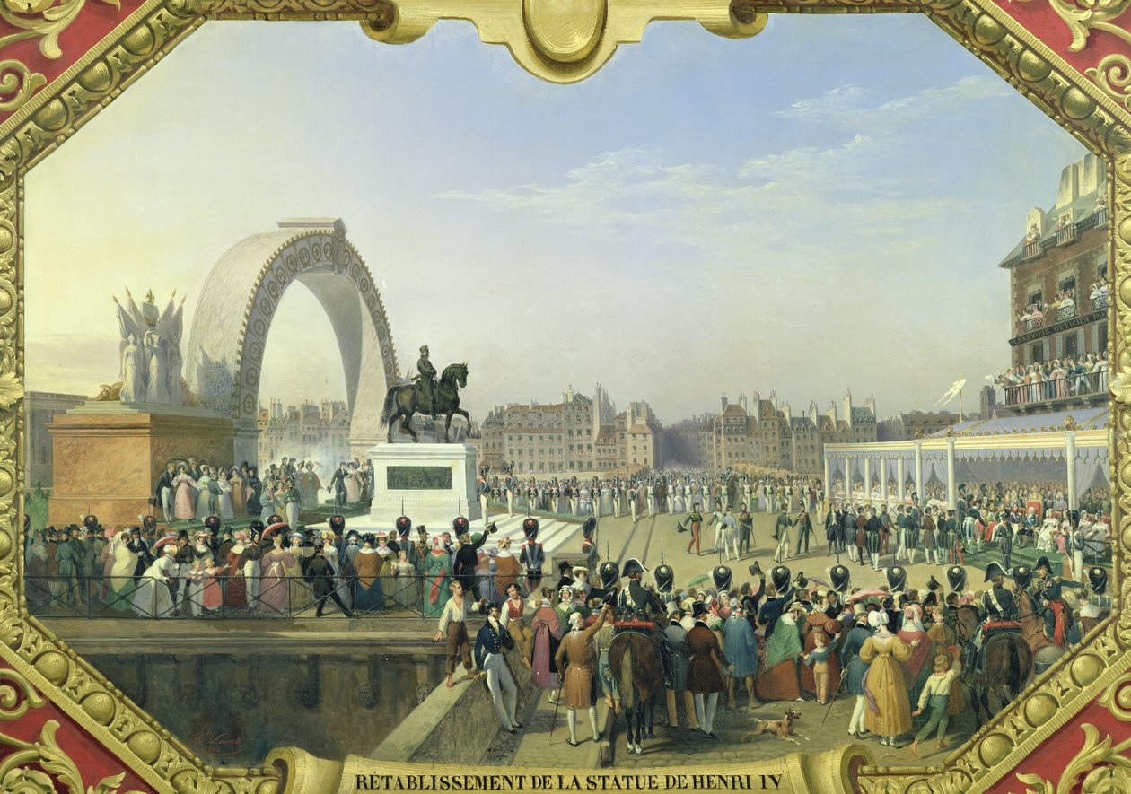 Herstel van het Standbeeld van Hendrik IV (1553-1610) op Pont Neuf, 25 augustus 1818 door Hippolyte Lecomte