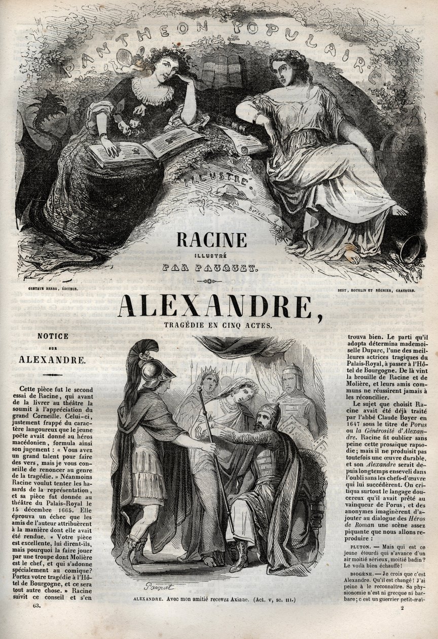 Alexandre le Grand tragedie in vijf bedrijven - gravure in 