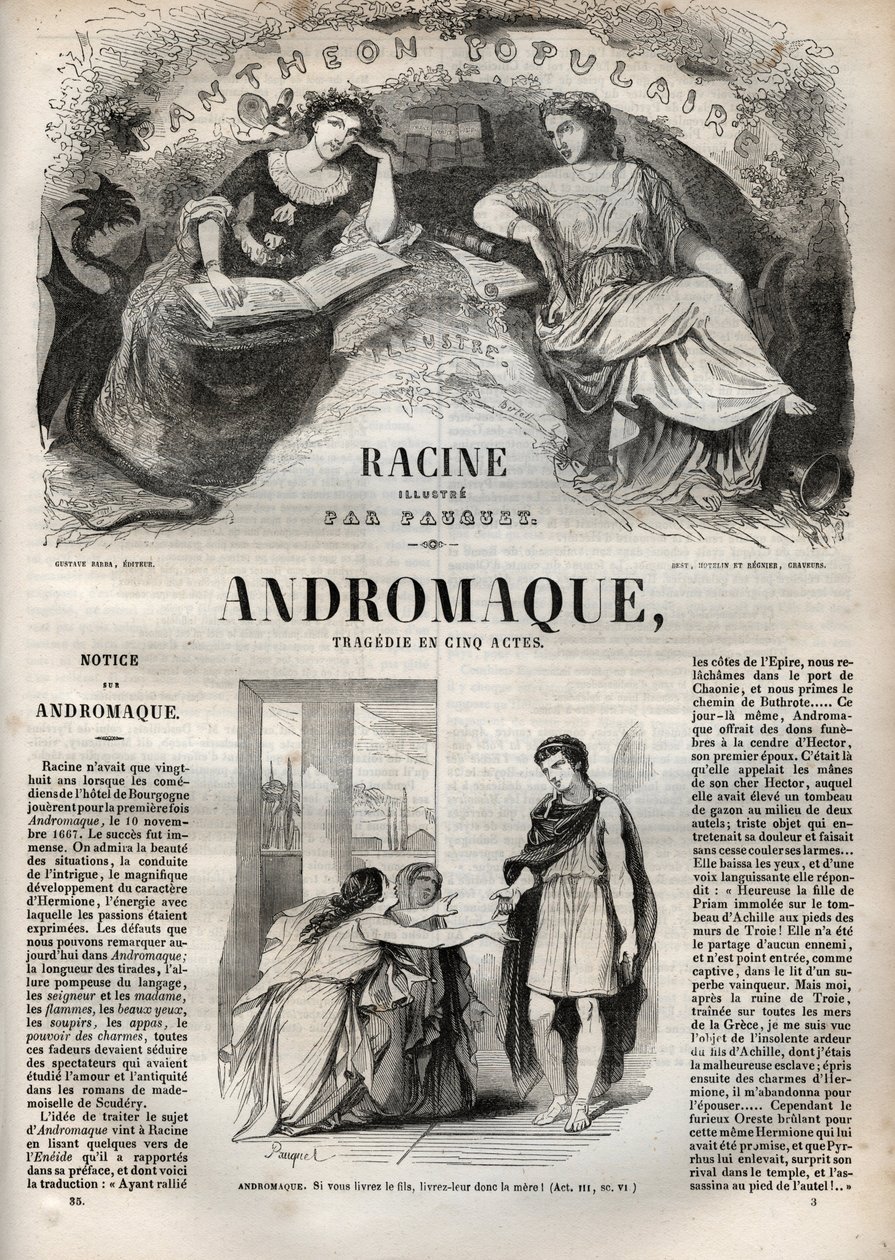Andromaque tragedie in vijf bedrijven - gravure in 