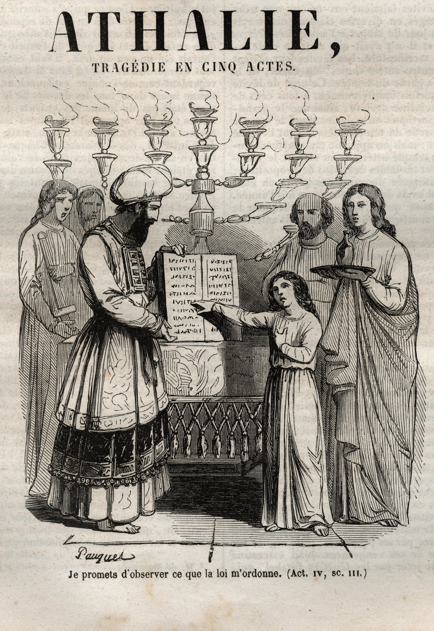 Athalie tragedie door Jean Racine in vijf bedrijven - gravure in 