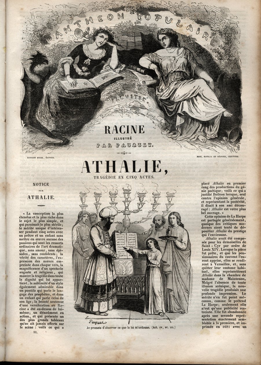 Athalie tragedie van Jean Racine in vijf bedrijven - gravure in 