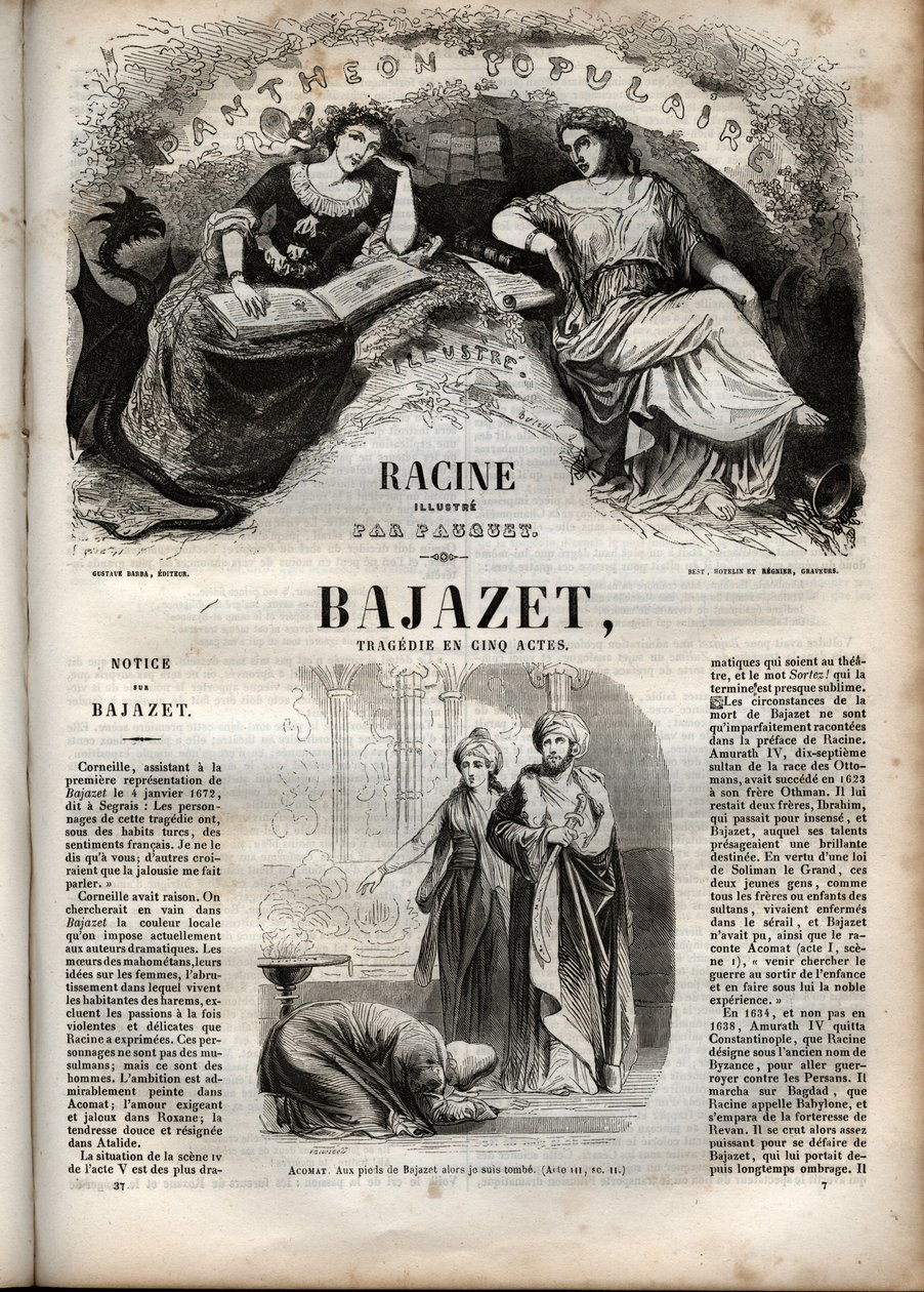 Bajazet tragedie in vijf bedrijven van Jean Racine - gravure in 