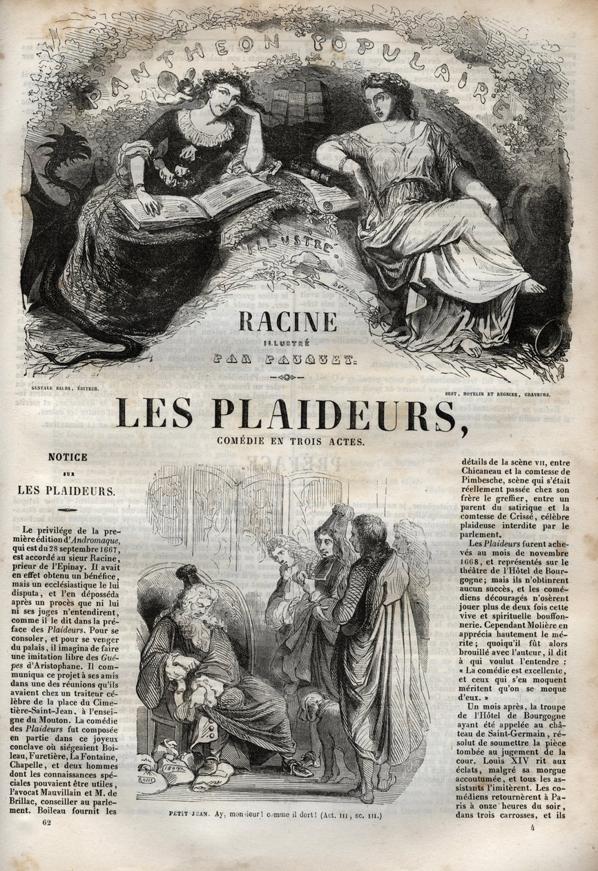 Les Plaideurs (1668) komedie in drie bedrijven - gravure in 