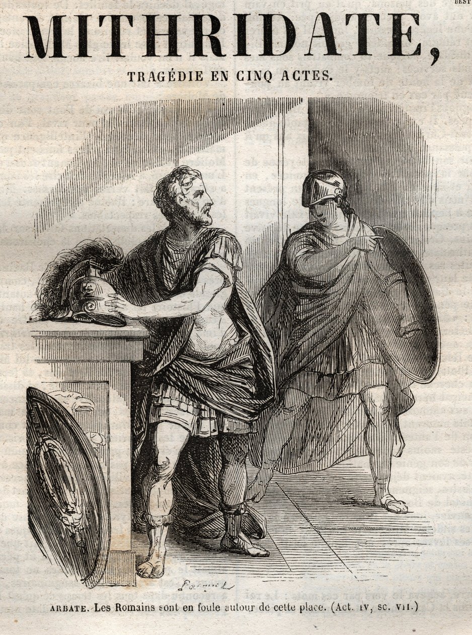 Mithridate tragedie in vijf bedrijven van Jean Racine - gravure in 