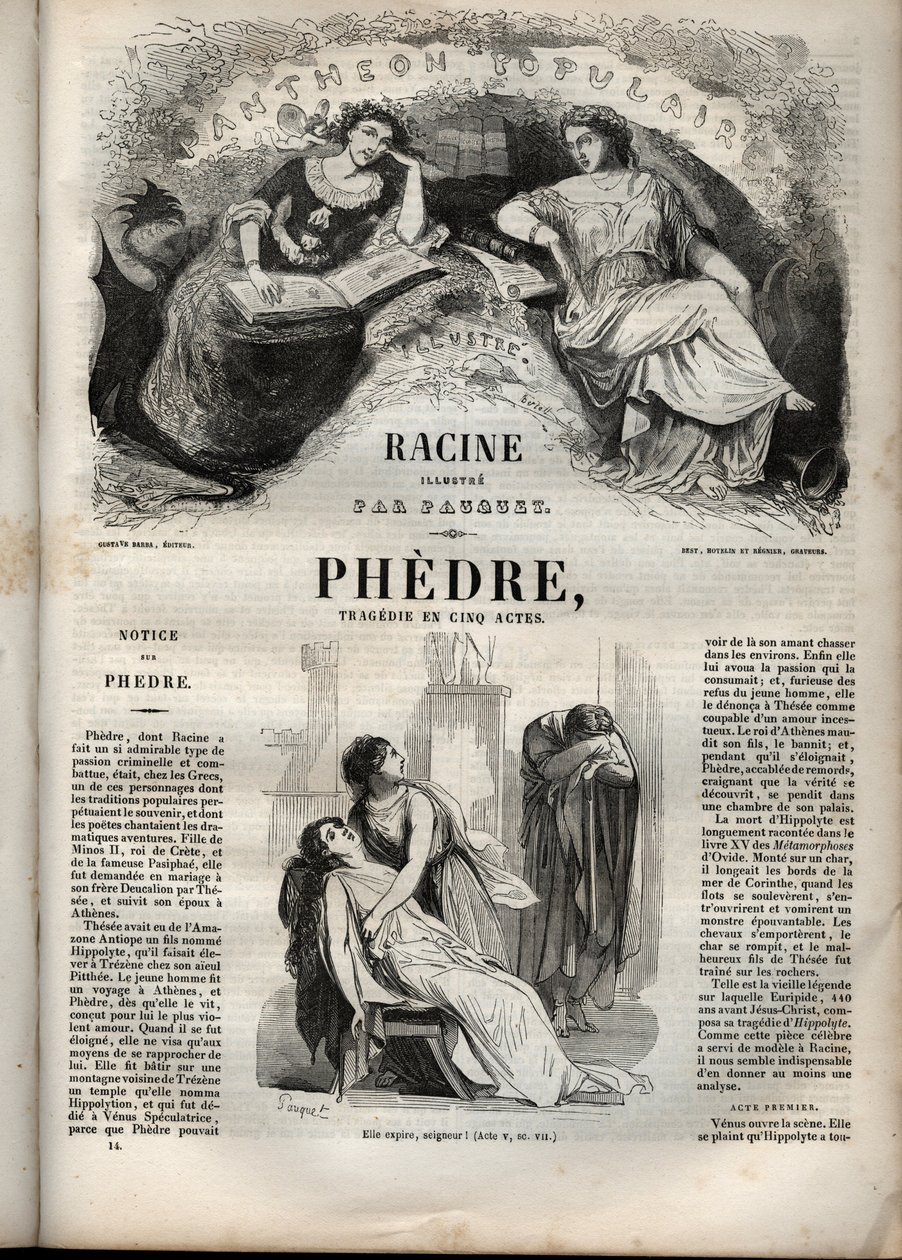 Phedre, door Jean Racine (1639-1699) - gravure in 