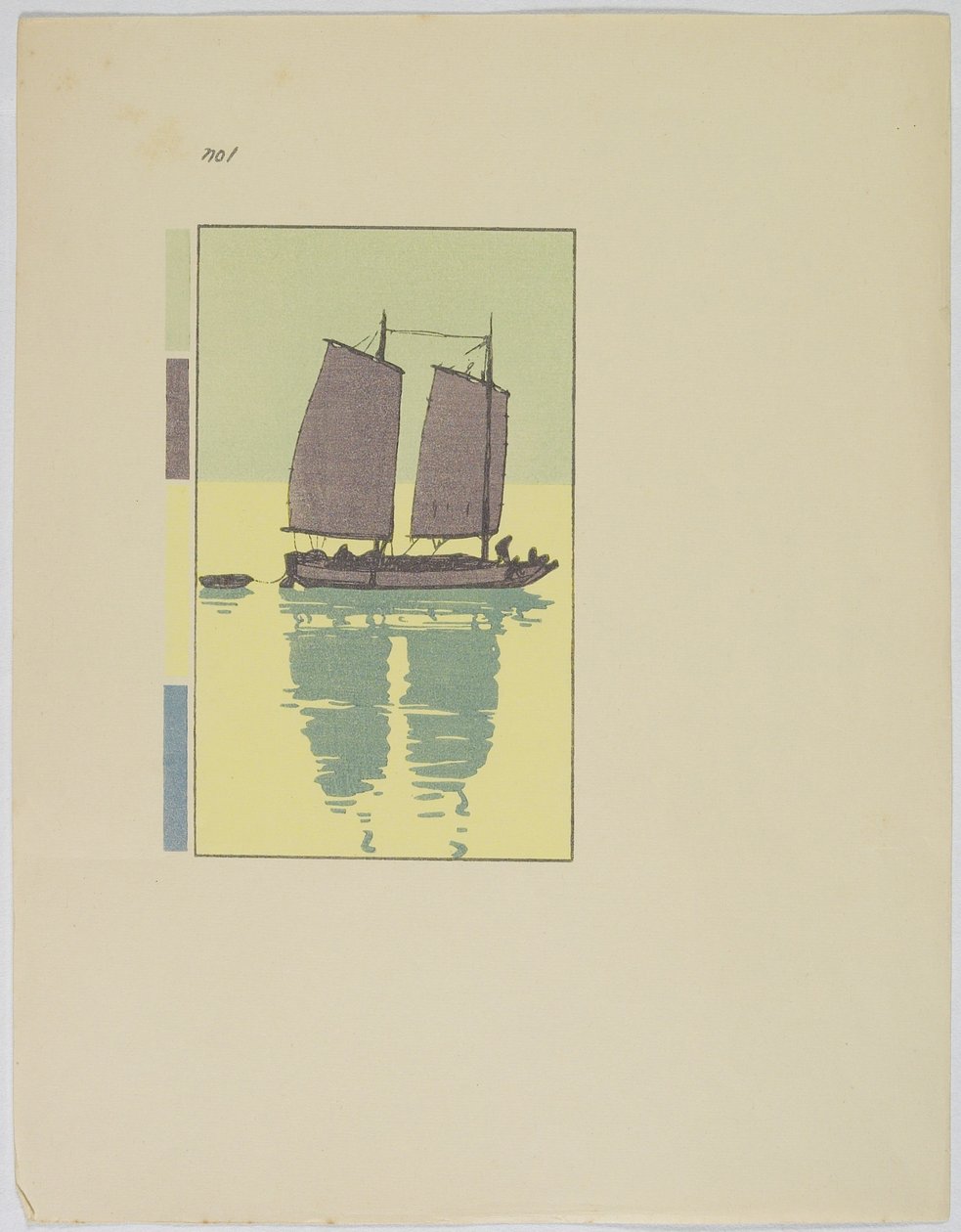 Een jonk, plaat nr. 1, eind 19e-midden 20e eeuw door Hiroshi Yoshida