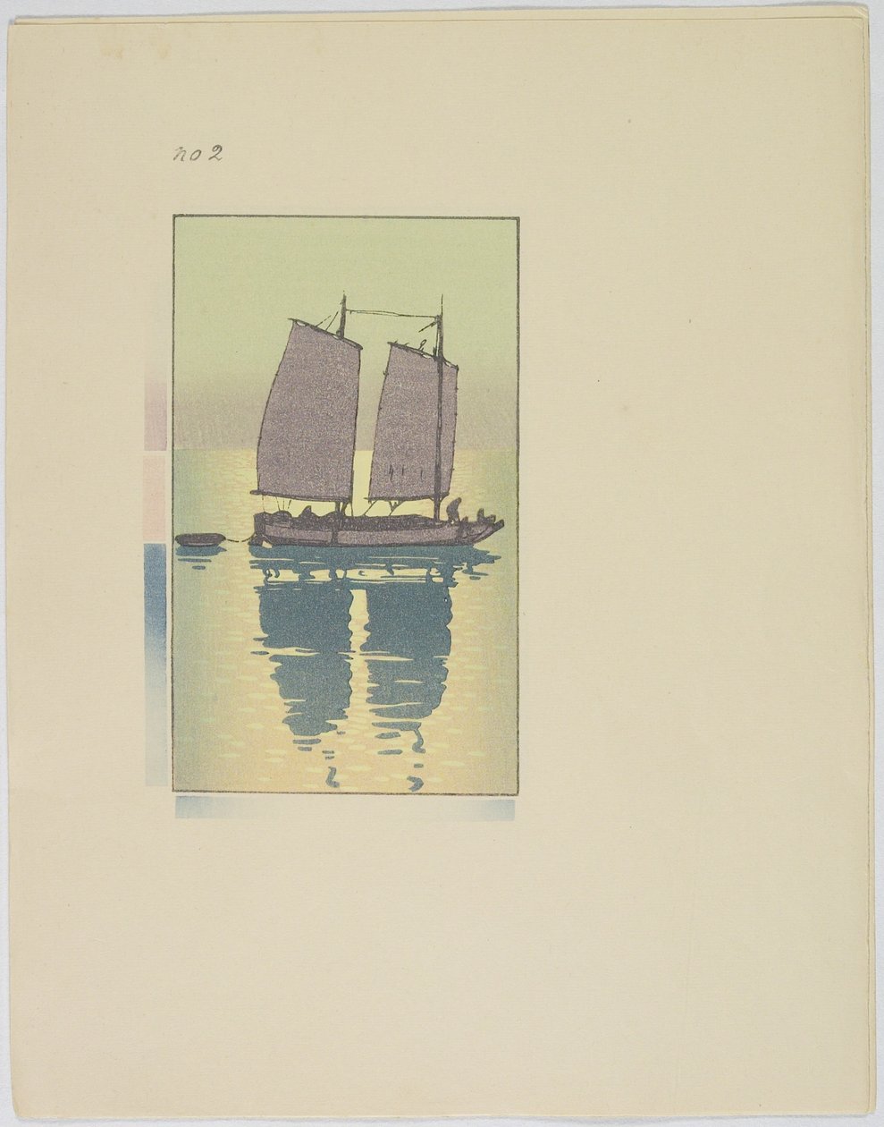 Een jonk, plaat nr. 2, eind 19e-midden 20e eeuw door Hiroshi Yoshida