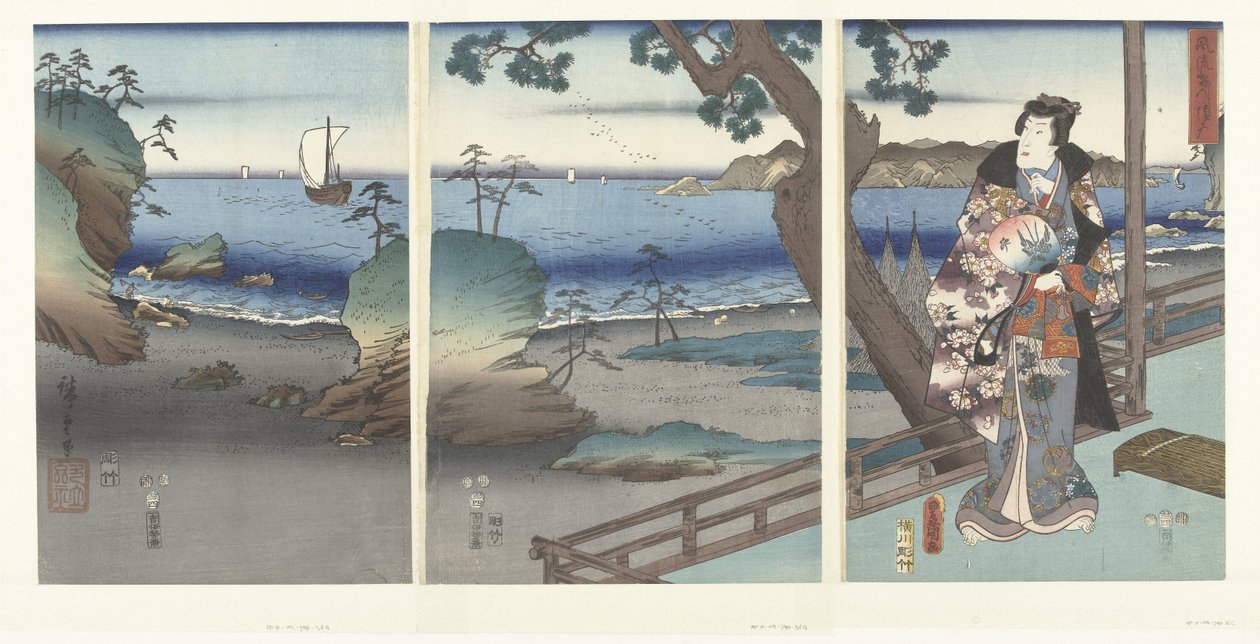 De elegante prins Genji te Suma door Hiroshige (I) , Utagawa