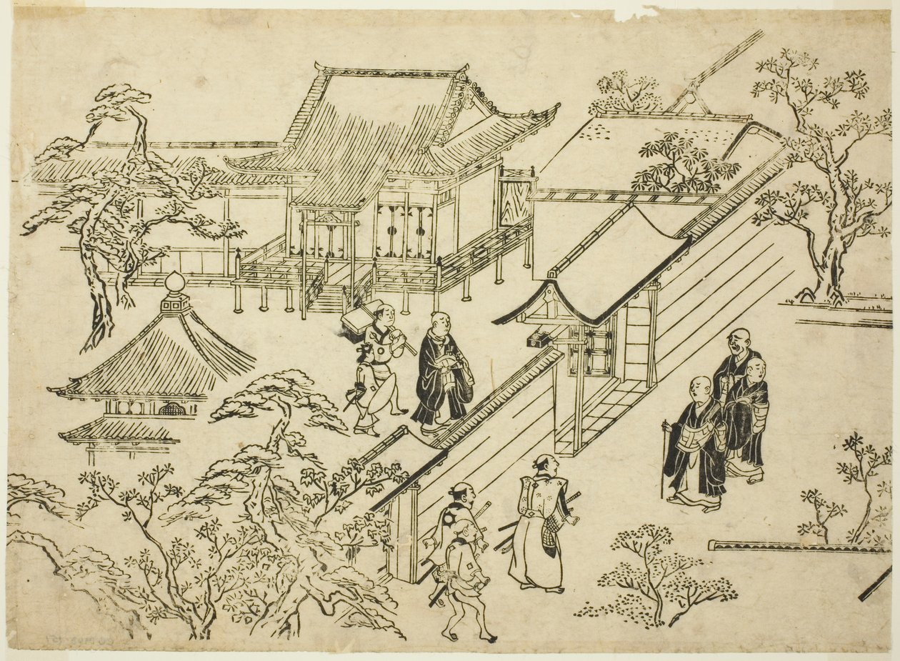 Honbo, uit de serie "Scènes van Bloemenkijken in Ueno (Ueno hanami no tei)" door Hishikawa Moronobu