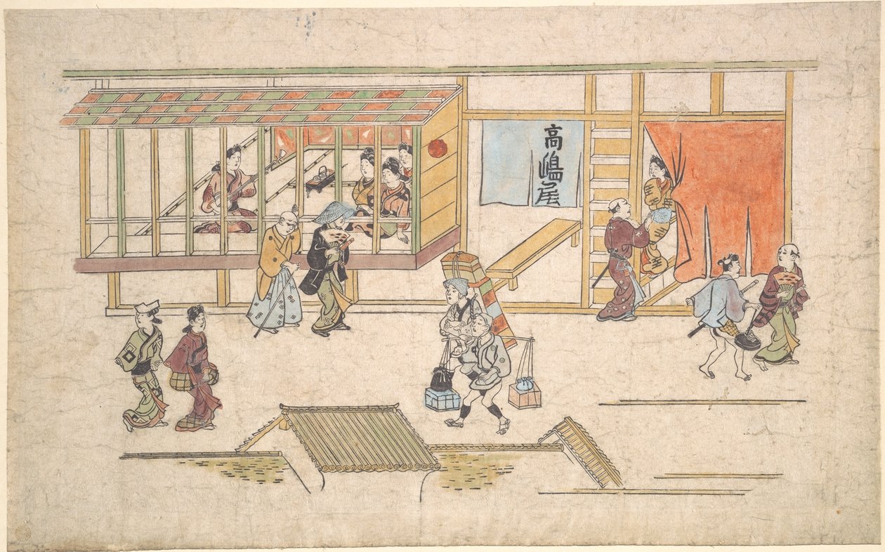 Scène in Yoshiwara door Hishikawa Moronobu