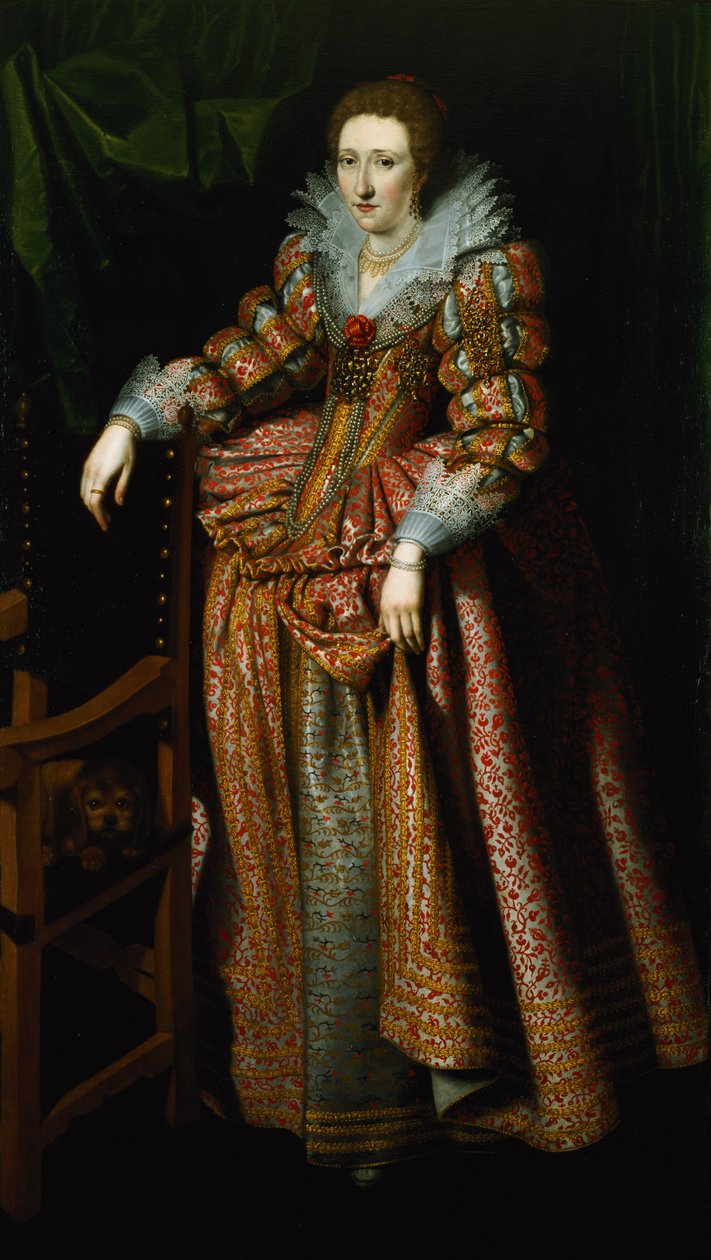 Portret van een dame die vermoedelijk uit de Coudenhouve-familie van Vlaanderen komt, c.1610-20 door Hispano Flemish School