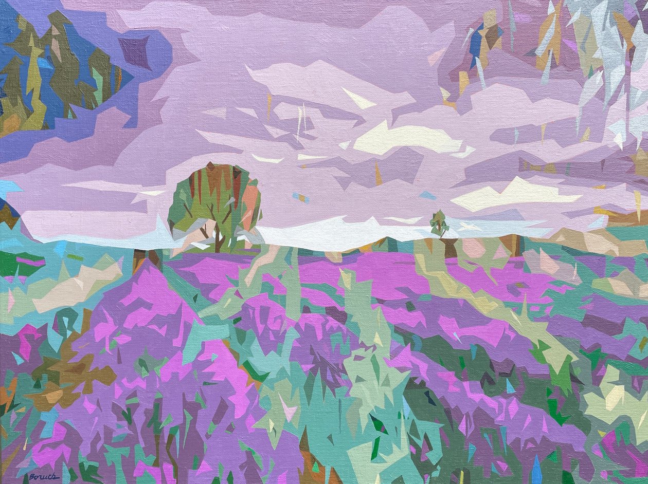 Landschap Obscura - 6, 2024 (olieverf op linnen) door Holly Boruck