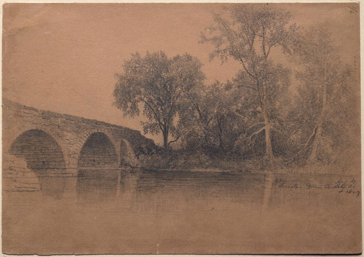 Brug bij Leeds, Green County, New York door Homer Dodge Martin