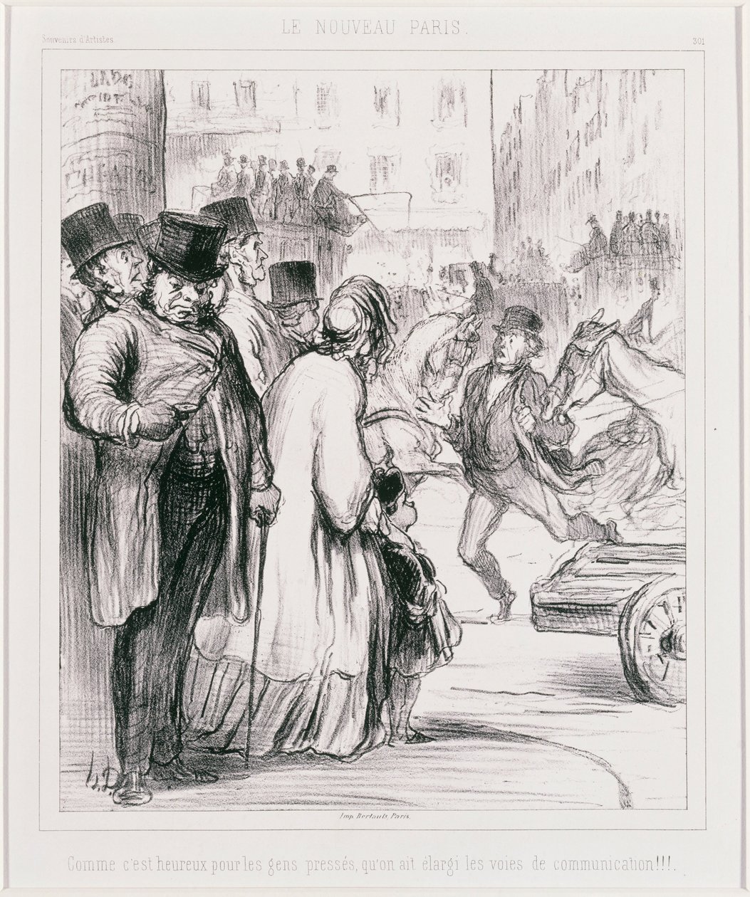 Le Nouveau Paris- Comme cest heureux pour les gens pressés quon ait élargi les voies de communicat... door Honoré Daumier