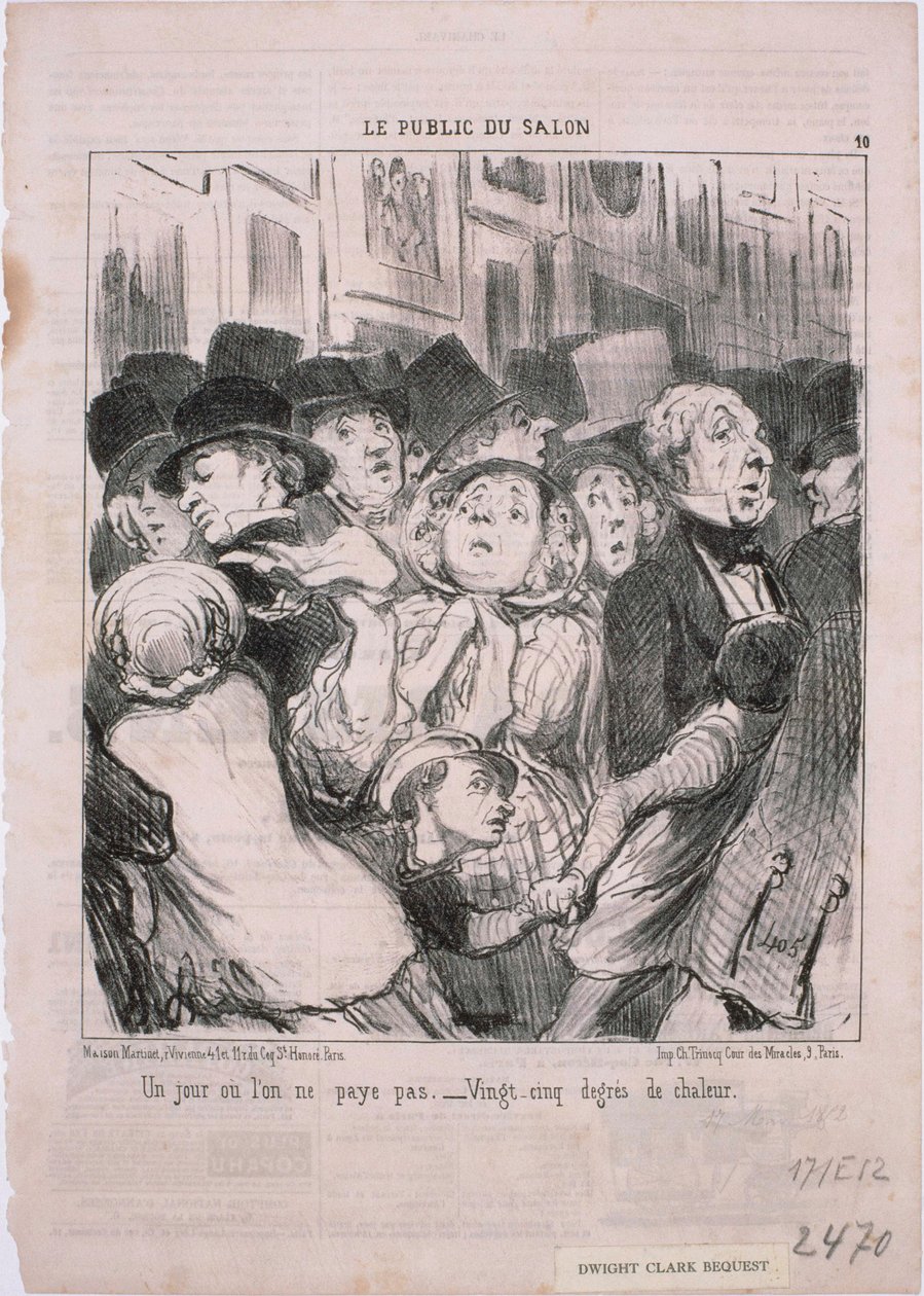 Het publiek van de salon - Een dag waarop men niet betaalt door Honoré Daumier