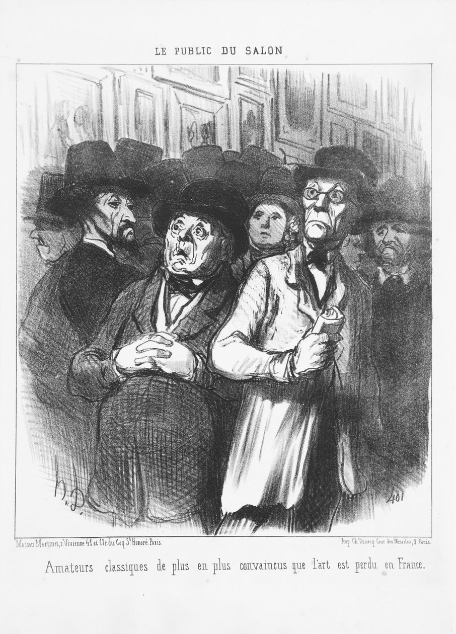 Liefhebbers van klassieke kunst steeds meer overtuigd dat kunst verloren is in Frankrijk, 1852 door Honoré Daumier