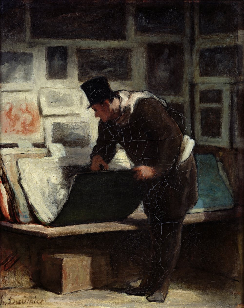 De verzamelaar van gravures, ca. 1860-62 door Honoré Daumier