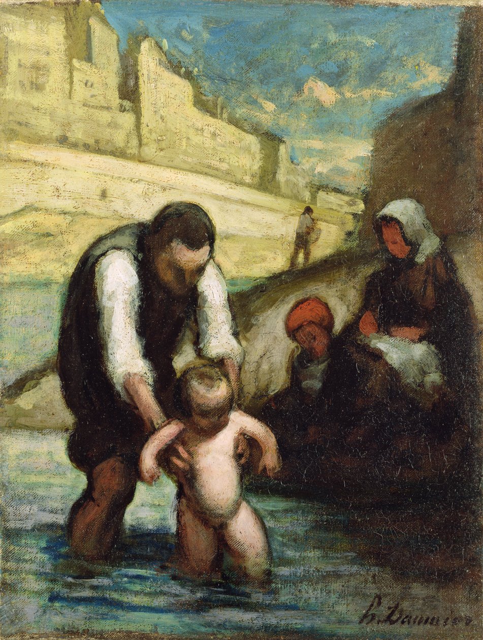 De Eerste Zwem door Honoré Daumier