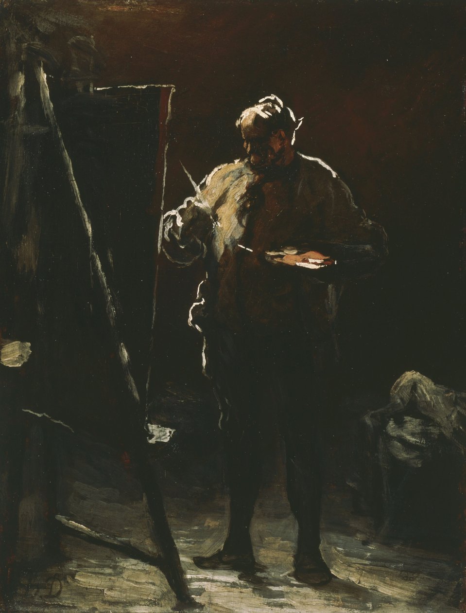 De schilder aan zijn ezel door Honoré Daumier