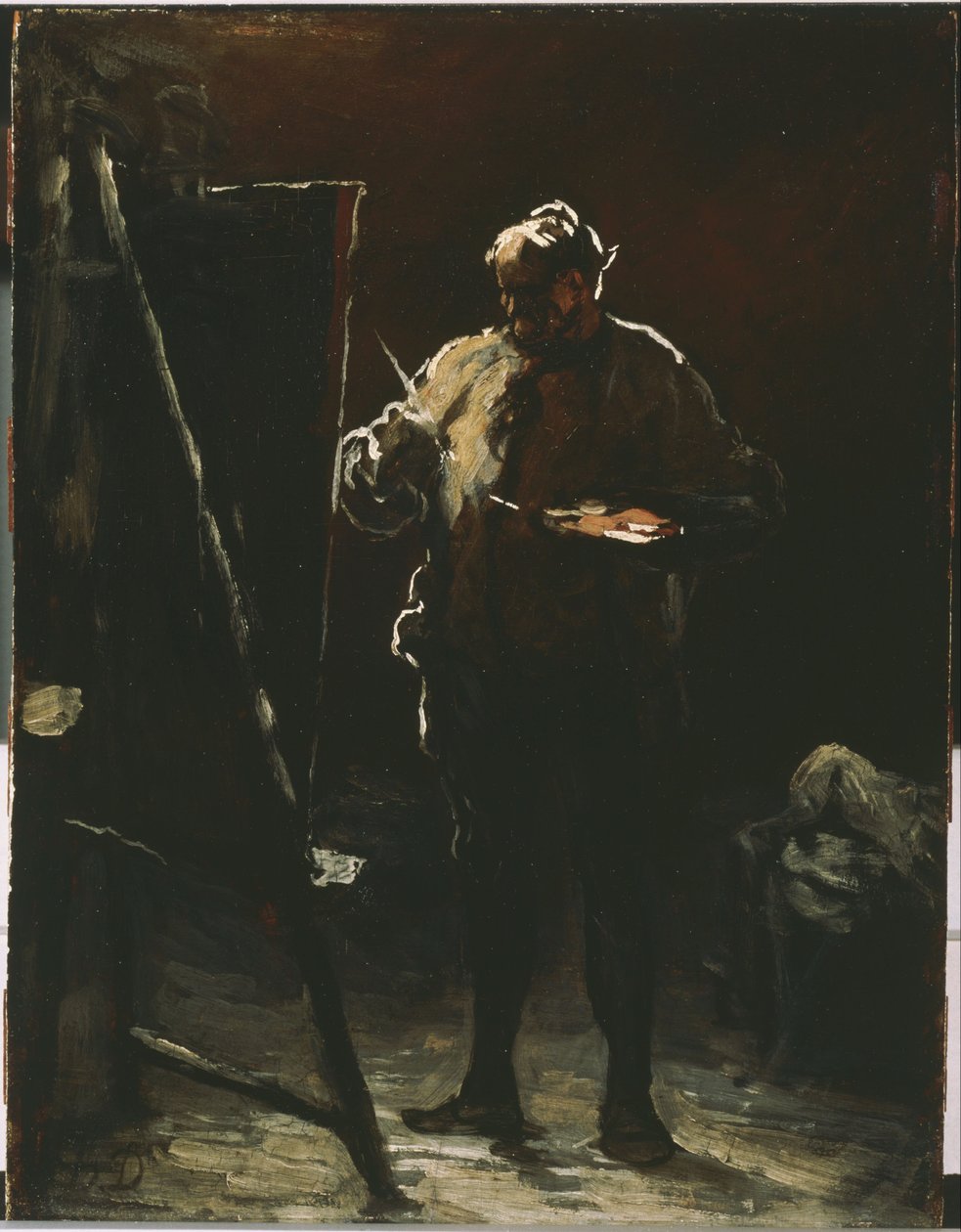 De schilder aan zijn ezel door Honoré Daumier