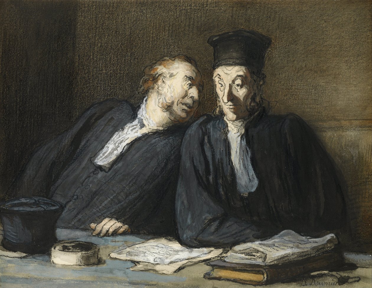 Twee Advocaten in Gesprek door Honoré Daumier