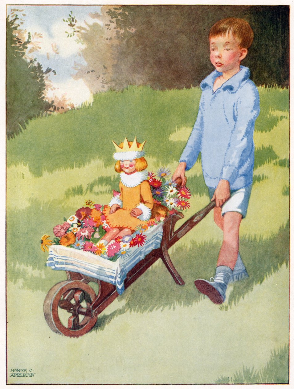 De prinses Celandine reed in een prachtige koets, illustratie uit 