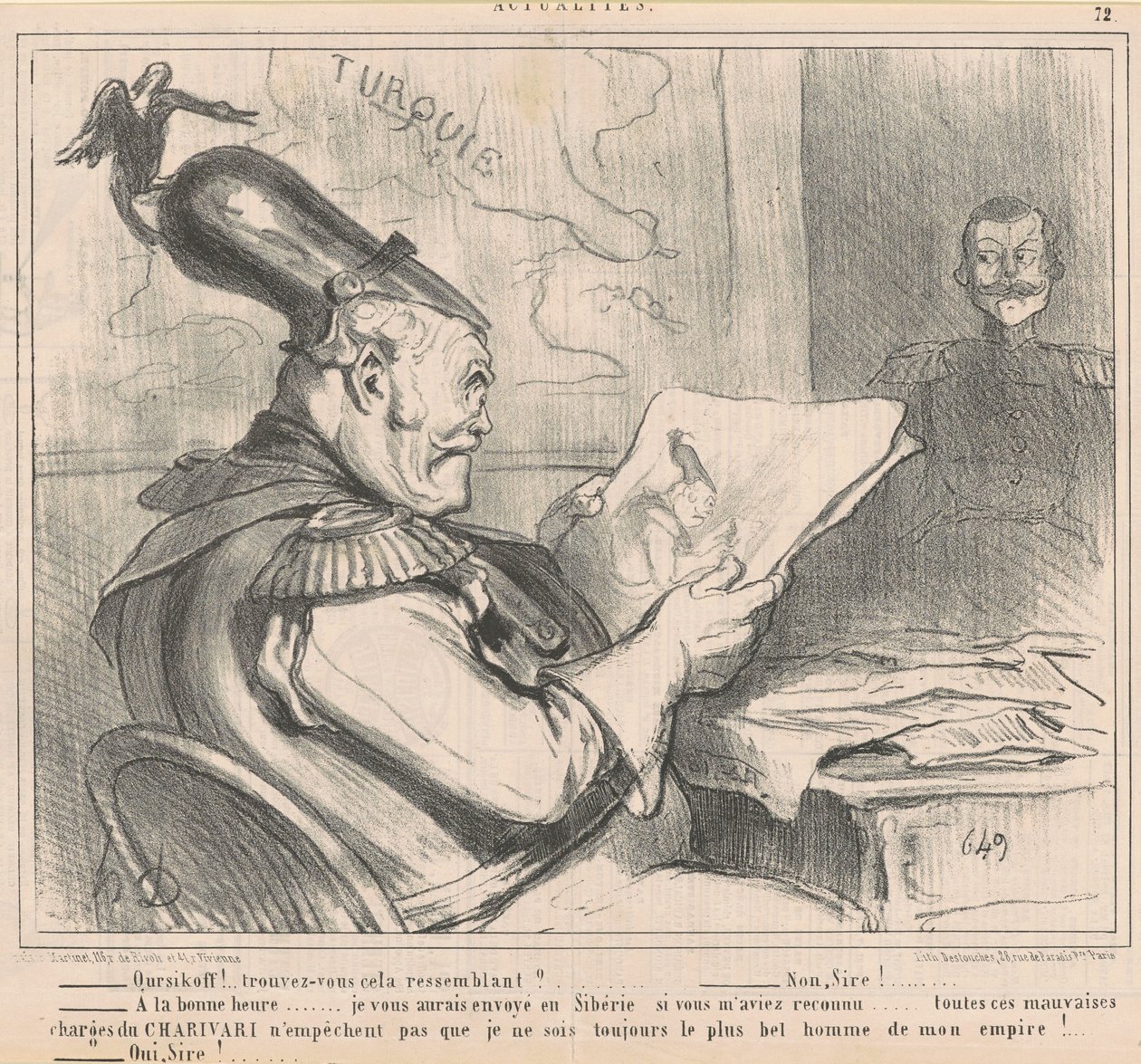 "-Ouriskoff!..vind je dit gelijkend?" uit Actualiteiten door Honoré Daumier