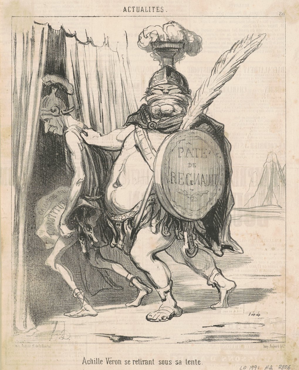 Achille Véron trekt zich terug in zijn tent door Honoré Daumier